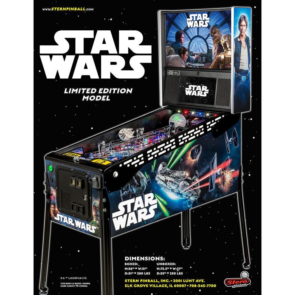 Star Wars Limited Edition Pinball FLYER Original NOS Space Age Sci Fi Art